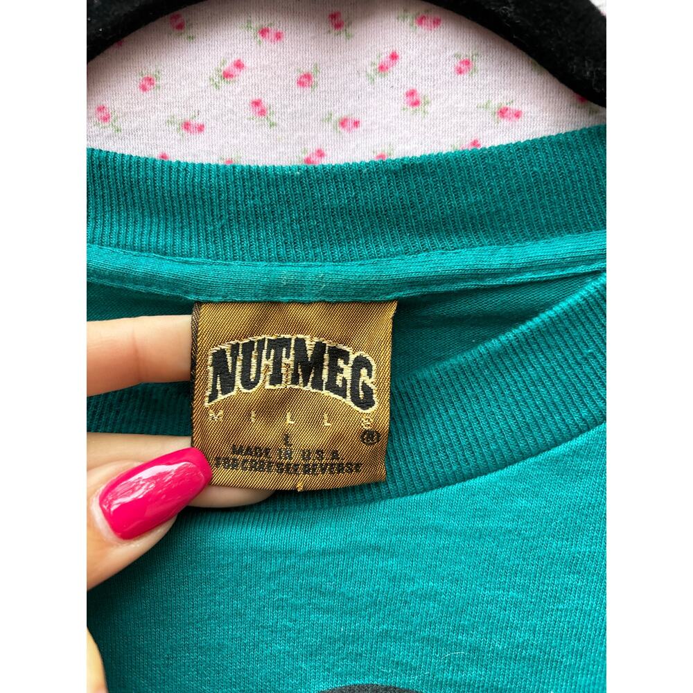 Miami Dolphins Nutmeg Mills Shirt Mens Large NFL Vintage 90s Athletic Streetwear